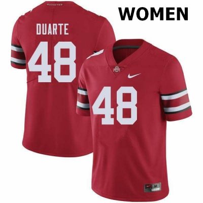 NCAA Ohio State Buckeyes Women's #48 Tate Duarte Red Nike Football College Jersey QLB4645ZX